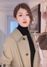OVV2022秋冬新款女裝簡約大方羊毛柔軟小翻領系帶式風衣 咖色A1 S 曬單實拍圖