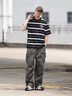 馬克華菲【黑白條紋】透氣短袖T恤男2025夏季新款字母刺繡涼爽圓領(lǐng)短t上衣 黑色001 L /175 曬單實(shí)拍圖