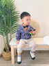 FNJ KIDS童裝男童套裝春秋2025新款洋氣休閑兒童三件套寶寶周歲禮服 男童三件套藍色 80 (建議身高70-80cm) 曬單實(shí)拍圖