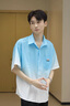 凱普蒂情侶粉色襯衫男夏季冰絲短袖時(shí)尚潮牌漸變薄外套百搭時(shí)尚高級襯衣 漸變藍 L 曬單實(shí)拍圖
