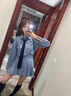 妙奕嘉長(cháng)袖襯衫連衣裙女裙子春秋裝女2025新款女裝早秋季休閑顯瘦小個(gè)子 長(cháng)袖藍色條紋假口袋連衣裙+領(lǐng)帶 L 【建議105-115斤】 曬單實(shí)拍圖