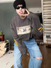 Charlie Luciano小丑美元做舊長袖春秋新款深灰892493情侶男女同款cl衛(wèi)衣男潮 深灰色 S 曬單實拍圖