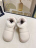 暄琰 戶(hù)外穿少女蝴蝶結短筒雪地靴女冬季加絨加厚保暖防水PU棉鞋可愛(ài) 米白色 37 適合【38/39】 曬單實(shí)拍圖