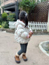 班喜迪女童棉服外套冬裝2025新款洋氣兒童加絨夾棉連帽棉衣冬季寶寶棉襖 米色 100 cm 曬單實(shí)拍圖