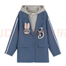森女部落瘋狂動物城假兩件西服寬松連帽外套英倫學(xué)院風(fēng)西裝秋原創(chuàng) 藍(lán)色外套（單件） S 曬單實(shí)拍圖
