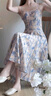 舒芳蝶（shufangdie）藍色碎花吊帶連衣裙套裝2025夏季新款女裝收腰開(kāi)衫配海邊度假裙子 白色開(kāi)衫+藍色吊帶裙 XL 曬單實(shí)拍圖