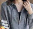 棉致2025春秋新款衛(wèi)衣連帽開衫女百搭風(fēng)寬松針織衫拉鏈衛(wèi)衣女 灰色 L _適合110-125斤 曬單實(shí)拍圖