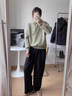 妤遇（YUUZYUUS）品牌女裝衛(wèi)衣女2025年春秋新款連帽抽繩百搭通勤顯瘦減齡長袖上衣 豆綠色 M 曬單實(shí)拍圖