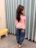 真維斯女童加絨加厚牛仔褲秋冬款洋氣兒童冬裝保暖休閑長(cháng)褲女孩寬松褲子 【加絨款】牛仔藍/J奔月女孩K 140 曬單實(shí)拍圖