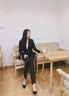 匯美特小西裝女職業(yè)裝女裝套裝工作服面試正裝前臺銷售員工裝西服外套 黑色西裝+褲子 L(建議100-110斤) 曬單實拍圖