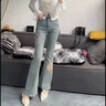 棉致新中式直筒高腰牛仔褲女春秋季新款國(guó)風(fēng)休閑褲子女士寬松顯瘦復(fù)古 國(guó)風(fēng)刺繡【2261高品質(zhì)34.5】 M 95-110斤 曬單實(shí)拍圖