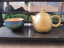 季慕家名家手作鎏金建盞茶壺家用龍蛋壺復古純金功夫茶具金杯金壺 鎏金·七彩孔雀龍蛋壺  160ml 曬單實(shí)拍圖