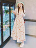拉夏貝爾（La Chapelle）短袖雪紡連衣裙女裝2025年夏季新款時(shí)尚中長(cháng)款法式小個(gè)子夏天裙子 圖片色 M 曬單實(shí)拍圖