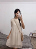 clotho Rennie品牌女裝雪紡連衣裙女夏季2025年新款小個子短袖遮肉氣質(zhì)中長裙 奶杏色 M 曬單實拍圖