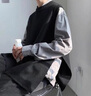 唐號(hào)毛衣背心男生潮流個(gè)性春秋馬甲外穿ins港風(fēng)韓版寬松無(wú)袖坎肩外套 黑色背心 單件 XL 曬單實(shí)拍圖