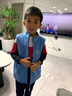 G.duck兒童搖粒絨馬甲寶寶春秋季男童女童加絨加厚坎肩背心 寶藍+淺灰(雙層復合) 130 曬單實(shí)拍圖