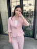 晨芙小西裝外套女七分袖夏季薄款小個(gè)子職業(yè)裝短款西服套裝休閑工作服 (中袖)粉色西裝單件 XL 建議110-120斤 曬單實(shí)拍圖