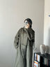 lagogo全羊毛高級感中長(cháng)款大衣女拉谷谷2024冬新款美利奴雙面毛呢 橄欖綠 L 曬單實(shí)拍圖