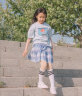 巴拉巴拉夏装套装女童夏装中大童jk百褶裙两件套儿童学院 粉蓝80005 130cm 实拍图