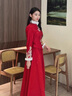 塞德勒新中式敬酒服新娘2025新款訂婚回門(mén)禮服裙長(cháng)袖女結婚冬季加厚加絨 酒紅色 L（建議106-115斤） 曬單實(shí)拍圖