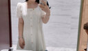 愛(ài)居兔夏季女裝棉感蕾絲面料優(yōu)雅時(shí)尚短袖連衣裙EQLBJ2N032A 米白32 M 160/84A 曬單實(shí)拍圖