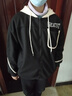 皮爾卡丹（pierre cardin）華夫格衛衣外套女開(kāi)衫連帽春秋薄款寬松學(xué)生潮大碼女裝2025年新款 黑色【冬季加絨】 L 115-135斤 曬單實(shí)拍圖