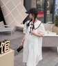 孕婦裝夏裝連衣裙小清新韓版遮肚子夏季上衣韓版洋氣寬松純棉裙子 白色【單件裙】 M【建議90-115斤】 曬單實(shí)拍圖