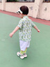 FNJ KIDS男童短袖套裝夏季新款帥氣寶寶薄款衣服兒童襯衫短褲兩件套 綠色 110 （建議身高100-110cm） 曬單實拍圖