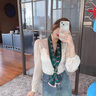 PEAVEY可愛馬百搭桑蠶絲長條絲巾春夏季長款雙層雙面真絲圍巾細窄長飄帶 墨綠小馬駒 曬單實拍圖