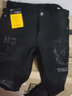 名士鯊（MINGSHISHA）高端潮牌黑色牛仔褲男修身小腳褲秋冬加絨加厚韓版潮流休閑長(cháng)褲子 T005_黑色長(cháng)褲秋冬常規款 32 曬單實(shí)拍圖