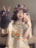 S·J·V·K純棉polo衫短袖t恤女2025新款寬松美式復(fù)古學(xué)院風(fēng)半袖上衣設(shè)計感 杏色 L 曬單實拍圖