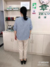 俞兆林（YUZHAOLIN）媽媽裝夏款棉麻小個(gè)子上衣短袖t恤氣質(zhì)套裝中老年女闊太太小衫50 橘色(配米色小腳褲) 2XL (參考105-120斤) 曬單實(shí)拍圖