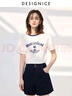 迪賽尼斯（DESIGNICE）2024年夏季新款美式復(fù)古風(fēng)百搭簡約印花圓領(lǐng)短袖T恤女 白色 L 曬單實(shí)拍圖