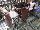 紫叶阳台小桌椅 一桌两椅家用小户型茶几创意简约收纳组合藤椅三件套 经典款 红棕75x55，配坐垫抱枕 实拍图
