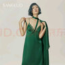 桑羅真絲吊帶睡裙睡袍兩件套蕾絲睡衣家居服 晨曦藍 L 曬單實拍圖