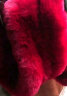 上海故事官方秋冬季围巾女士百搭加厚纯色仿獭兔毛网红围脖白色毛领子 毛球 酒红 实拍图