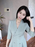 J-ME主持人西裝連衣裙演講服裝女藍色商務正裝禮服時尚收腰高端西裝裙 藍色 L 曬單實拍圖