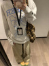 LDBE美式復古長(cháng)袖t恤女秋冬2025新款蝴蝶結字母印花寬松純棉重磅上衣 白灰色 M 曬單實(shí)拍圖
