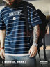 馬登工裝 美式復古撞色條紋短袖T恤字母印花半袖?；晟荔w恤男夏季 海軍藍 【尺碼偏大/建議拍小一碼】 S 曬單實(shí)拍圖