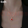 EothS925銀一款兩帶雙面四葉草項(xiàng)鏈女鎖骨鏈吊墜送女友生日禮物情人節(jié) 金色（黑+紅）四葉草項(xiàng)鏈 曬單實(shí)拍圖
