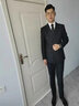 BUSYCON西裝套裝男新郎結(jié)婚正裝藏藍(lán)商務(wù)條紋雙排扣英倫風(fēng)婚禮西服三件套 藍(lán)色條紋 上衣+馬甲+褲子 50 曬單實(shí)拍圖