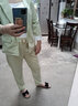 NASALIKE春秋網(wǎng)紅西服套裝女2020夏季新款時尚氣質(zhì)小西裝外套三件套職業(yè)裝 綠色【原版質(zhì)量】 背心+外套+長褲 XL 120-130斤 曬單實拍圖