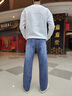 啄木鳥(niǎo)牛仔褲男士春秋冬季2025新款寬松直筒休閑褲大碼彈力百搭長(cháng)褲子 磨白藍(高品質(zhì)) 32 (2尺5腰圍) 曬單實(shí)拍圖