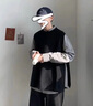 唐號(hào)毛衣背心男生潮流個(gè)性春秋馬甲外穿ins港風(fēng)韓版寬松無(wú)袖坎肩外套 黑色背心 單件 XL 曬單實(shí)拍圖