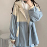 莫代爾棒球服外套女2025春秋冬新款加絨加厚女裝初高中學(xué)生寬松工裝上衣 藍(lán)白色 M 90-110斤 曬單實(shí)拍圖