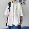 布恩普 短袖襯衫男夏季新款港風(fēng)潮牌男士襯衣潮流寬松小清新青少年學(xué)生帥氣百搭衣服 白色 XL 曬單實(shí)拍圖
