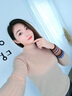 KJ保暖內(nèi)衣新款半高領(lǐng)保暖上衣女士毛衣秋冬季加絨加厚打底保暖衣女 加絨淺咖色（彩色袖） XL 曬單實(shí)拍圖