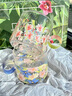彌生時代（YAYOITIMES）「荷蘭春天」玻璃杯水杯對杯生日禮物送女友閨蜜 藍(lán)花x橙花[禮盒+禮袋+賀卡] 曬單實(shí)拍圖