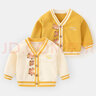 寶寶外套春秋女童衣服小童長(zhǎng)袖上衣秋季男童開(kāi)衫兒童童裝嬰兒秋裝 米色 100cm 曬單實(shí)拍圖