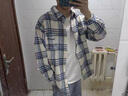 POUM日系少年感格子襯衫男款長(zhǎng)袖2024新款春秋男生襯衣外套青少年衣服 JCF-C329白色 XL 曬單實(shí)拍圖